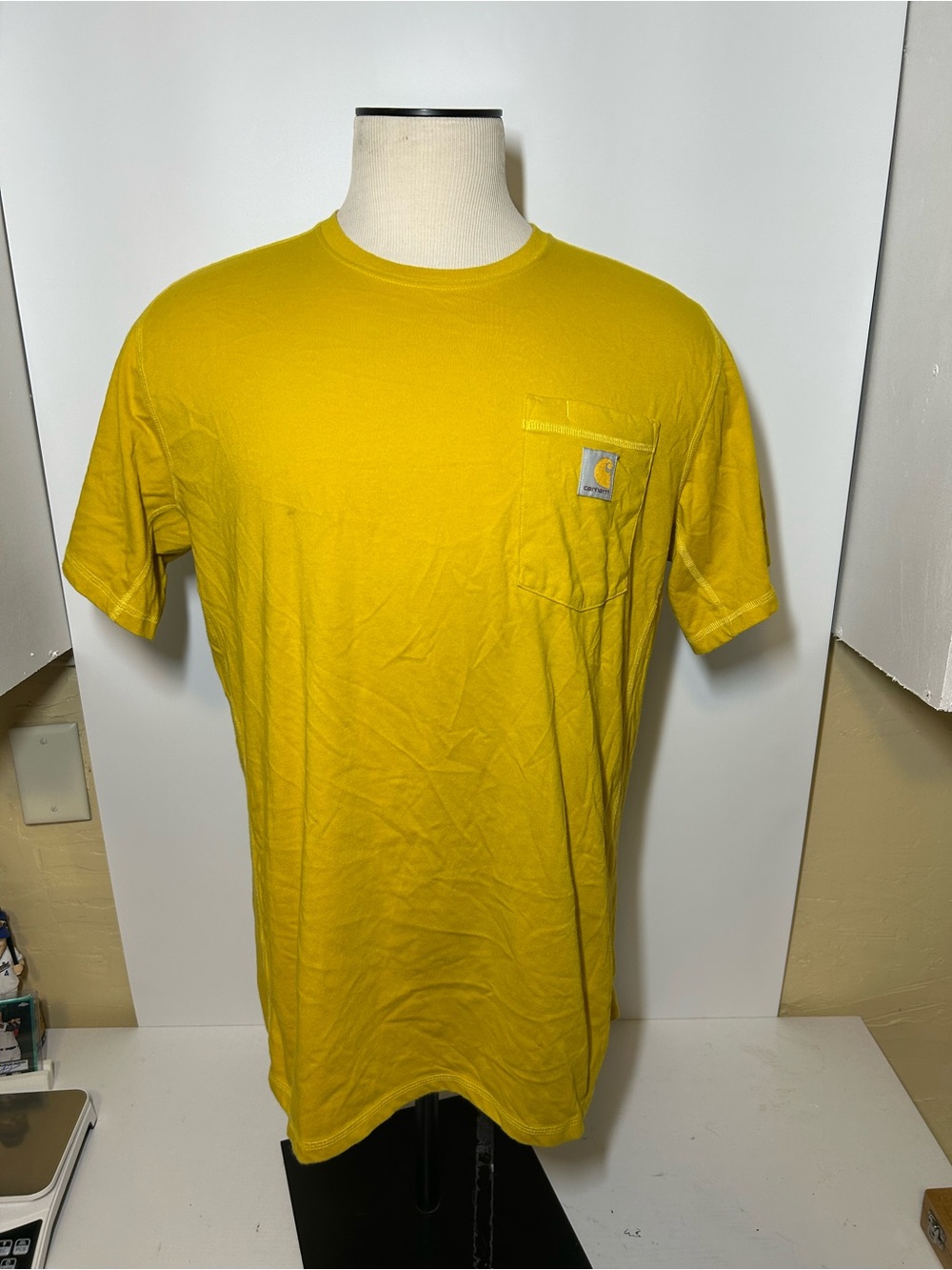Carhartt Men’s Short-Sleeve Pocket Tee in Mustard Yellow